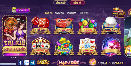 Giao diện full game tài xỉu, bắn cá, src game, nổ hũ